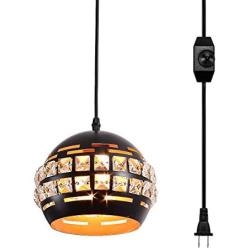 LBTSMUK Plug in Black Pendant Light with 16 FT Plug-in Cord & On/ Off Dimmer Switch, Modern Mini Hanging Pendant Light, Hanging Light Fixture for Kitchen Island Living Room Bedroom Restaurant
