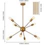 8-Lights Sputnik Chandelier Gold Light Fixture Hanging Pendant Lighting Decor Modern Mid Century Brass Light for Living Dining Room Bedroom Kitchen