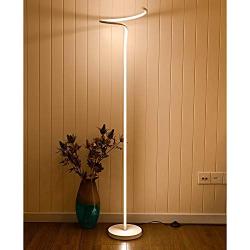 MOTINI LED Floor Lamp Modern Standing Light Built in Foot Switch with 3 Brightness Settings Metal Bright Reading Lamp for Bedroom Office Living Room - Contemporary 58 Inch Tall Lamp in White Finish