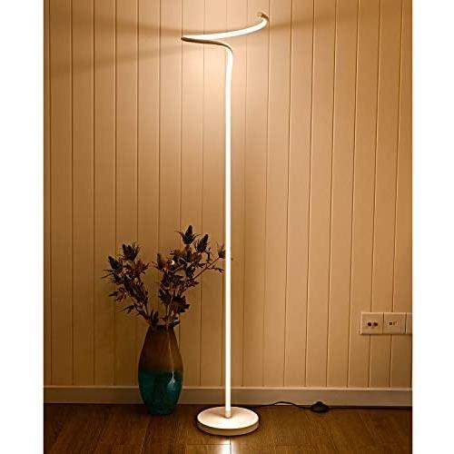 MOTINI LED Floor Lamp Modern Standing Light Built in Foot Switch with 3 Brightness Settings Metal Bright Reading Lamp for Bedroom Office Living Room - Contemporary 58 Inch Tall Lamp in White Finish