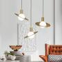 IJ INJUICY Globe Pendant Light with Glass Shade, Brushed Brass Finish, LED Hanging Light Fixture for Kitchen Island Dining Room Living Room Bar