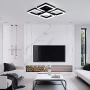 Modern LED Ceiling Light, Garwarm Black Flush Mount Light Fixtures,64W Ceiling Lamp for Living Room Bedroom Dining Room, 5 Square Metal Acrylic Surface Mount Chandelier Cool White 6000K