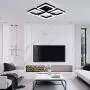 Modern LED Ceiling Light, Garwarm Black Flush Mount Light Fixtures,64W Ceiling Lamp for Living Room Bedroom Dining Room, 5 Square Metal Acrylic Surface Mount Chandelier Cool White 6000K
