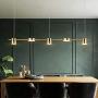 LAKIQ Modern Linear Pendant Lighting Fixture 3/5 Lights LED Chandelier Hanging Ceiling Light for Dining Table Living Room Kitchen Island(Gold,5 Lights,Warm Light)