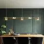 LAKIQ Modern Linear Pendant Lighting Fixture 3/5 Lights LED Chandelier Hanging Ceiling Light for Dining Table Living Room Kitchen Island(Gold,5 Lights,Warm Light)