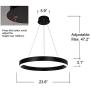 Chandeliers Lighting, Modern LED Pendant Light Fixture 1 Ring Chandelier with Remote Control Kitchen Ceiling Light Black Meenyo