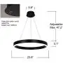Chandeliers Lighting, Modern LED Pendant Light Fixture 1 Ring Chandelier with Remote Control Kitchen Ceiling Light Black Meenyo Chandeliers Lighting, Modern LED Pendant Light Fixture 1 Ring Chandelier with Remote Control Kitchen Ceiling Light Black Meenyo