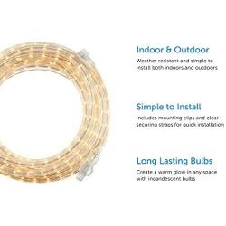 NOMA 30 Ft Rope Light | Incandescent Plug-in, Connectable, Indoor/Outdoor, Waterproof | Ideal for Christmas, Holiday, Deck, Patio, and Backyards | UL Certified, Warm White
