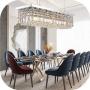 SILJOY Rectangle Modern Crystal Chandelier Lighting Raindrop Pendant Light Dining Room Kitchen Island Hanging Lamp L40'' x W10''