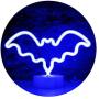 LED Neon Bat Lights, Bat Shape Neon Signs Night Lights Battery Operated Desk Table Lamp for Bedroom, Bar, Wall, Halloween Decor-Bat with Holder Base(Blue)
