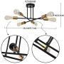 6 Lights Semi Flush Mount Ceiling Light Fixture Contemporary Sputnik Chandelier Black Farmhouse Kitchen Lighting for Dining Room Living Room Bedroom Foyer