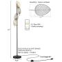 WOXXX Industrial Black Floor Lamp with 4 Brush Gold Finish Leaf Shade, Modern Tree Floor Lamps for Living Room Bedrooms Reading Standing Lamp Living Room Lamps Farmhouse Tall Lamp (4 Bulbs Included)