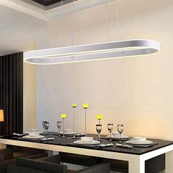 Modern Chandelier Circular LED Dimmable 66W 1 Linear Chandelier LED Acrylic Pendant Chandeliers Lighting Contemporary Dining Table Entry Kitchen Island with Remote Hanging Light (White)