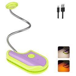 BIGMONAT Rechargeable Reading Light for Kids,Small Amber Book Reading Light,Multi Colors Portable LED Reading Lamp with 360° Rotary Light Neck,Wireless Clip Reading Light for Books (Green)