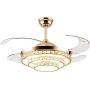 Southerns Lighting 42 Inch Retractable Reversible Ceiling Fan with Chandelier Lights LED 3 Changing Light Crystal Ceiling Fandelier with Remote for Living Room/Dining Room/Bedroom Ceiling Fans with Lights (Gold-04)