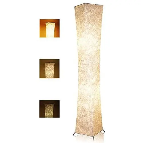 LEONC 52'' Inch LED Floor Lamp with Fabric Shade & 2 Bulbs for Bedroom Living Room Warm Atmosphere (Slim Size: 7.8 x 7.8 x 52-Inch)