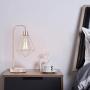 SOTTAE Modern Industrial Rose Gold Table Lamp, Vintage Beside Cage Desk Lamp, Rustic Metal Nightstand Lamp, Geometric Side Table lamp for Bedroom,Living Room,Office