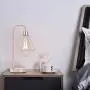 SOTTAE Modern Industrial Rose Gold Table Lamp, Vintage Beside Cage Desk Lamp, Rustic Metal Nightstand Lamp, Geometric Side Table lamp for Bedroom,Living Room,Office