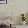 Black Floor Lamp, Contemporary Standing Lamp with Hanging Bubble Glass Lamp Shade, Industrial Light for Living Room Bedroom Farmhouse