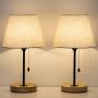 HAITRAL Wooden Table Lamp - Vintage Bedside Lamps Set of 2 with Wooden Base, Small Nightstand Lamps for Bedroom, Living Room, Office HAITRAL Wooden Table Lamp - Vintage Bedside Lamps Set of 2 with Wooden Base, Small Nightstand Lamps for Bedroom, Living Room, Office