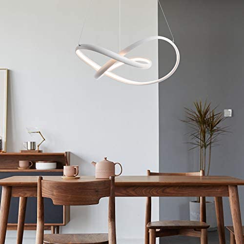 CHYING LED Pendant Lighting, Modern Chic Irregular Ring Chandelier 44W 3080LM Warm White 3000K 59 inch Adjustable Hanging Ceiling Lamp Fixture for Bedroom Dining Room Living Room