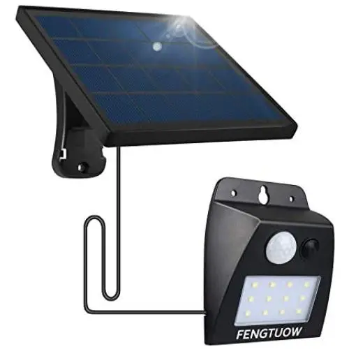 Solar Lights Outdoor, FENGTUOW 12LED 350LM Bright Solar Led Flood Lights IP65 Waterproof Motion Sensor Security Lights with 9.8FT Power Cord for Patio, Deck, Yard, Garden, Garage Indoors