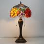 Tiffany Lamp Antique Style Stained Glass Table Light W12H22 Inch Red Rose Lampshade S001 WERFACTORY LAMPS Lover Parents Kids Girlfriend Living Room Bedroom Study Office Coffee Bar Desk Art Crafts Gift