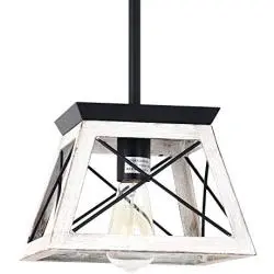 Farmhouse Pendant Light Fixture, Square Pendant Lighting, Industrial Metal Ceiling Hanging Kitchen Island Lighting Farmhouse Chandeliers for Dinning Room Living Room