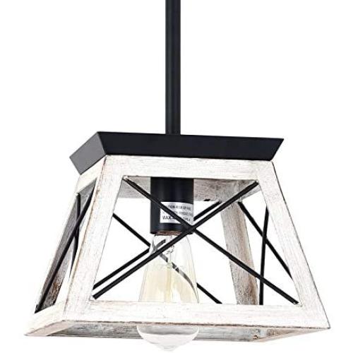 Farmhouse Pendant Light Fixture, Square Pendant Lighting, Industrial Metal Ceiling Hanging Kitchen Island Lighting Farmhouse Chandeliers for Dinning Room Living Room