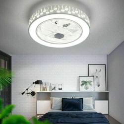 TFCFL Modern Circular Ceiling Fans with Lights, 3 Color 3 Speed LED Flush Mount Ceiling Light with Remote Control, Acrylic Dimmable Lamp for Living Room Dining Room, 22 Inch (Lantern Flower Fan Light)