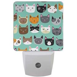 Vdsrup Cute Cats Night Light Set of 2 Kitten Kitty Plug-in LED Nightlights Auto Dusk-to-Dawn Sensor Lamp for Bedroom Bathroom Kitchen Hallway Stairs