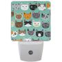 Vdsrup Cute Cats Night Light Set of 2 Kitten Kitty Plug-in LED Nightlights Auto Dusk-to-Dawn Sensor Lamp for Bedroom Bathroom Kitchen Hallway Stairs