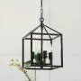 CO-Z 4-Light Lantern Chandelier Light Fixture in Black Finish, Industrial Farmhouse Lantern Pendant Light Square cage, Carmen Ceiling Hanging Light Fixture for Kitchen Island Foyer Entryway Bedroom