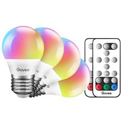 Govee Color Changing Light Bulbs with Remote, 3W 300lm RGBW LED Light Bulbs Dimmable, Multicolor Decorative Lighting Bulb for Home, Stage, Party, Warm White 2700K, Cool White 6500K (4 Pack)