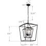 Decomust 17'' Lantern Pendant Light Industrial Vintage Lantern Iron Cage Hanging with 3-Light, Chandelier for Traditional Dining Room Bar Cafe (Black)