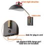 CLAXY Swing Arm Bedroom Wall Sconces Modern Black Plug-in or Hardwired Sconce Lighting with USB Charge Port-2 Pack