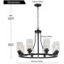 MELUCEE Black Chandelier 8 Lights, Kitchen Island Lighting Industrial Chandelier with Clear Glass Shade, Farmhouse Pendant Light for Dining Room Living Room Bedroom