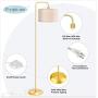 LED Floor Lamp for Living Room, PARTPHONER Modern Standing Lamp with 2 Hanging Shades (White/Oatmeal), Classic Standing Lamp with Foot Switch Simple Basic Floor Lamp for Living Room Bedroom, Gold