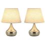 Modern Table Lamps Set of 2 Bedside Table Lamps Nightstand Lamps with Metal Base Silver Desk Lamps for Living Room Bedroom Family Room Coffee Table