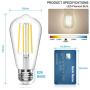 Vintage LED Edison Bulb, 6W, Equivalent 60W, Daylight White 4000k, Non-Dimmable Led Filament Light Bulb, E26 Base, High CRI 95+ Led Bulb, Clear Glass for Bathroom Kitchen Dining Room, Pack of 5