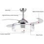 42 Inch Retractable Ceiling Fan with Light and Bluetooth Speaker, 7 Color Change Music Player Ceiling Chandelier with Remote,Fan Lighting Fandelier for Bedroom Living Room