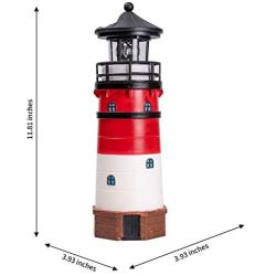 Garden Solar Lights Outdoor Decorative - Lighthouse with Rotating Beacon LED Lights for Garden Yard Outdoor(White)