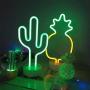 Cactus Neon Sign Night Light Lamp with Holder Base Decorative Marquee Signs Light Battery Operated Wall Decoration for Living Room Bedroom Christmas Party Supplies Kids Toys Birthday Gifts