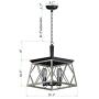 Q&S Farmhouse Vintage Chandelier, Rustic Pendant Light,Industrial Hanging Light Fixture for Dining Room Kitchen Island,Wrought Iron ,ORB+Oak White 4 Lights E26
