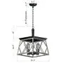 Q&S Farmhouse Vintage Chandelier, Rustic Pendant Light,Industrial Hanging Light Fixture for Dining Room Kitchen Island,Wrought Iron ,ORB+Oak White 4 Lights E26
