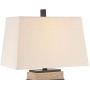Silas Rustic Table Lamp Set of 2 Faux Wood Faux Iron Off White Tapered Rectangular Shade for Living Room Bedroom Bedside Nightstand Office Family - John Timberland