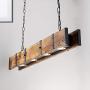 LITFAD Industrial Vintage Linear Island Pendant Light Loft Style Wood and Metal 4 Lights Kitchen Island Lights Ceiling Hanging Light for Dining Room Restaurant Coffee Shop Bar - Brown