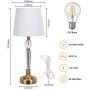 USB Touch Bedside Lamp, 3-Way Dimmable Nightstand Decorative Lamp with Dual Fast USB Charging Ports,Golden K9 Crystal Table Lamp Set for Bedroom, Living Room, Study Room, Office (Bulb Included)