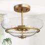 Modern Glass Semi Flush Mount Ceiling Light, Hallway Light Fixtures with Seeded Glass for Dining Room, Bedroom, W12'' x H9'' Modern Glass Semi Flush Mount Ceiling Light, Hallway Light Fixtures with Seeded Glass for Dining Room, Bedroom, W12'' x H9''