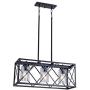 MELUCEE Kitchen Island Lighting 3-Light Black Rectangle Dining Room Lighting Fixtures Hanging, Farmhouse Chandelier with Clear Glass for Living Room Restaurant Pool Table